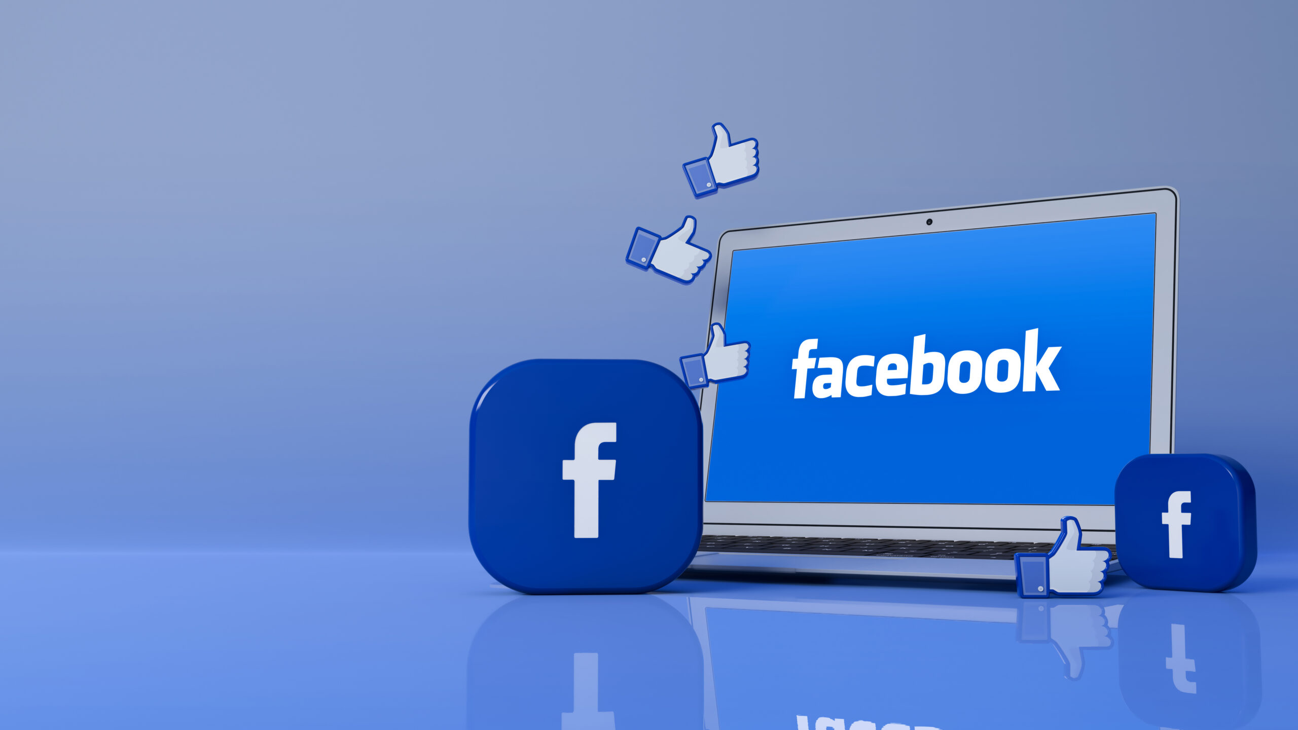 3d rendering two square facebook badges front laptop scaled - Techkeymonk